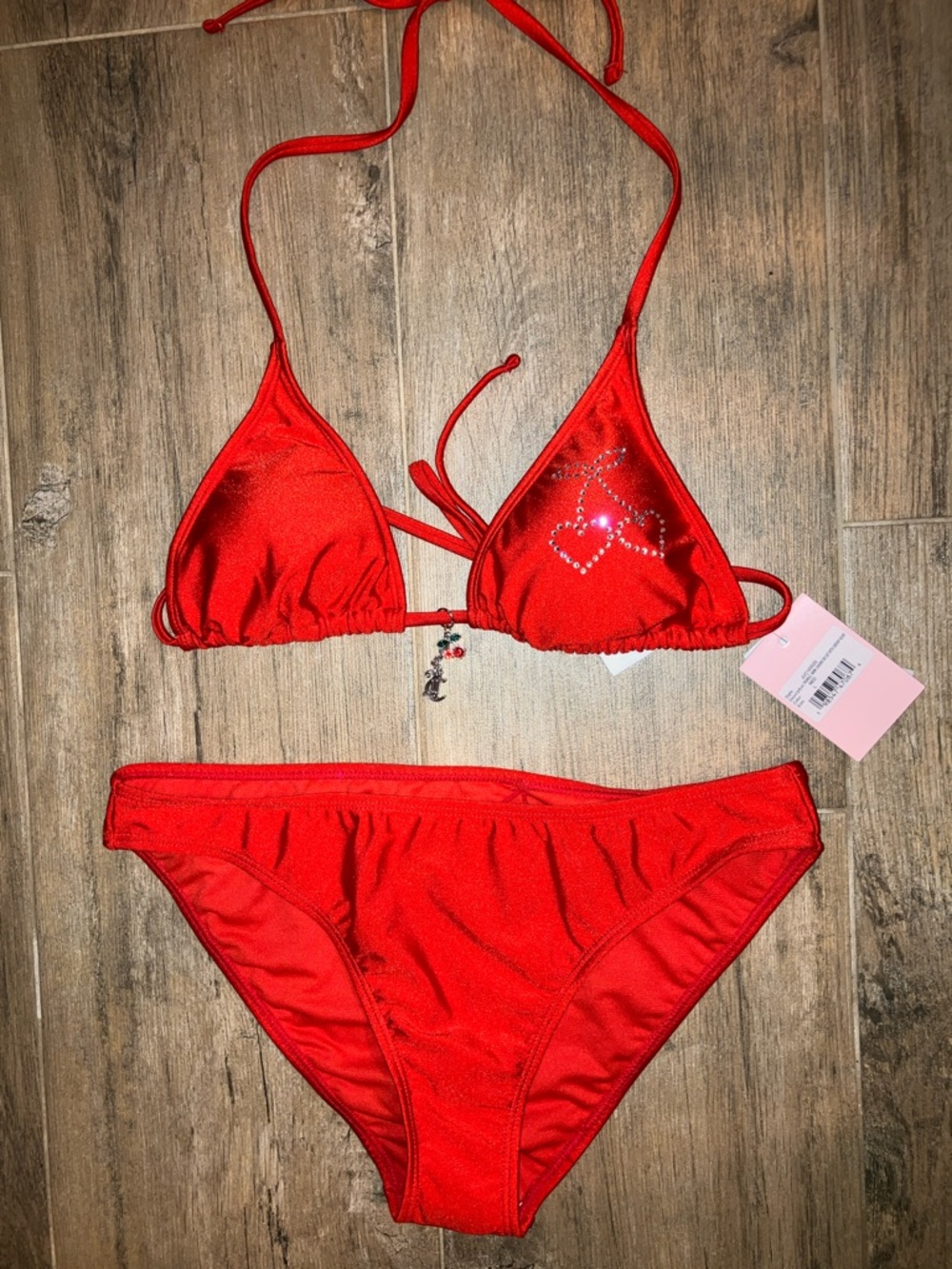 🍒Juicy Couture ✨bling✨ bikini 2 piece swimsuit sz S NWT